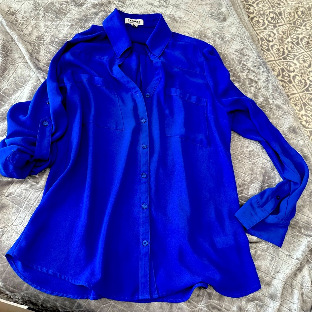 Express. blouse long leave blue